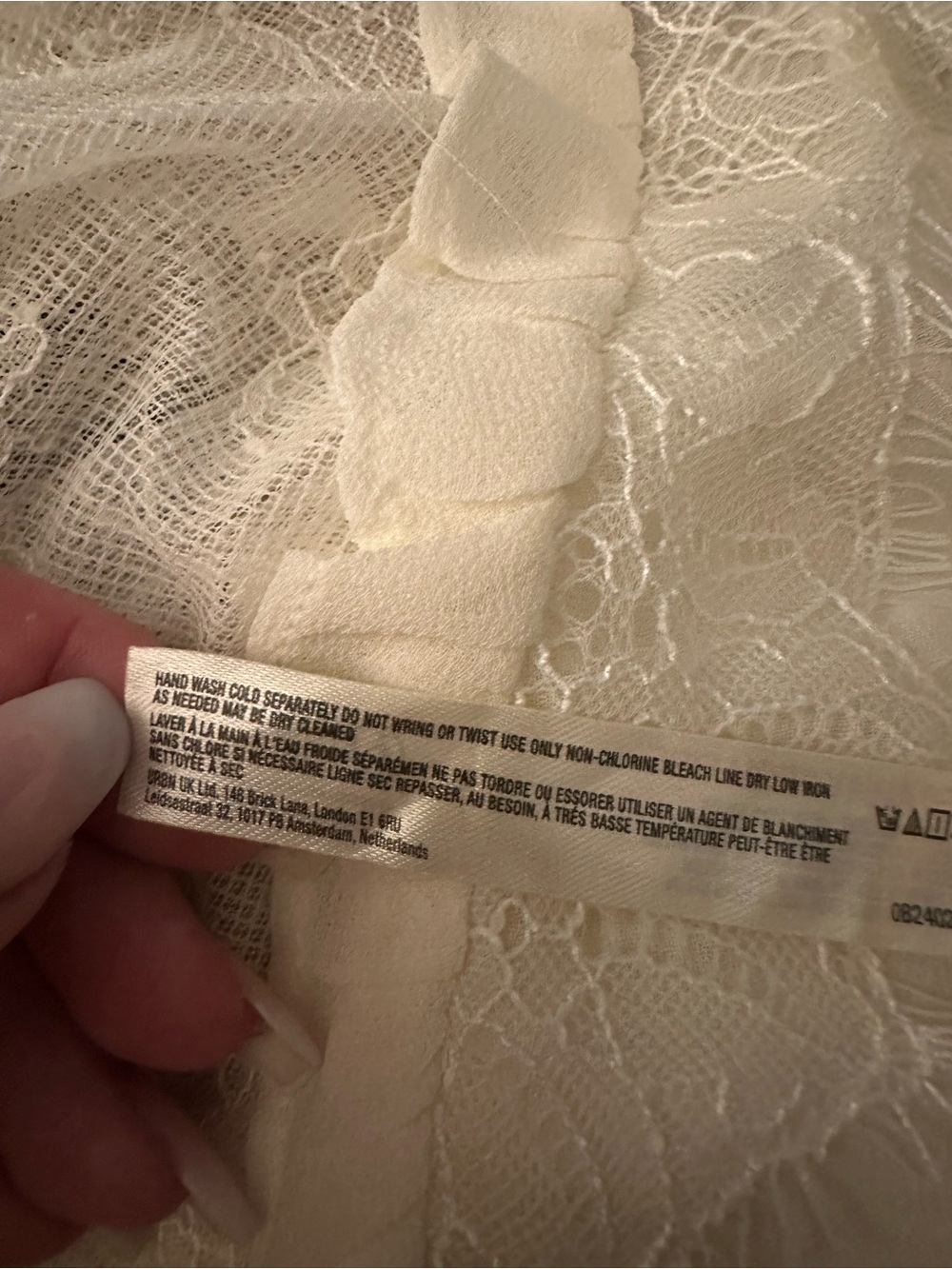 NWT Lyrebird by Anthropology Sheer Lace-Trim Balloon Lounge Pants in Eggnog - Picture 9 of 10